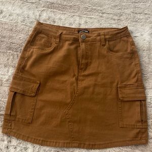 Brown denim mini skirt